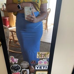Tick, light blue pencil skirt